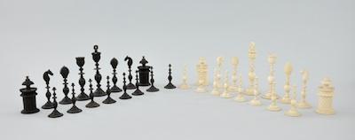 A Complete Ivory or Bone Set of Chess