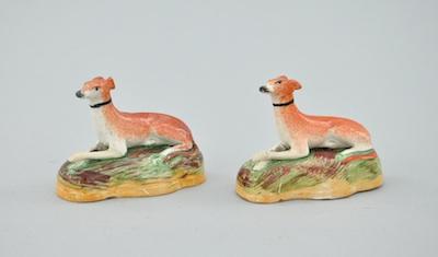 A Pair of Staffordshire Whippet Figurals