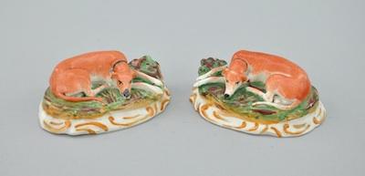 A Pair of Staffordshire Porcelain Whippet