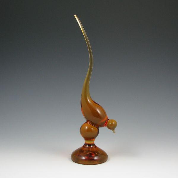 Amber glass bird figure.  Unmarked.