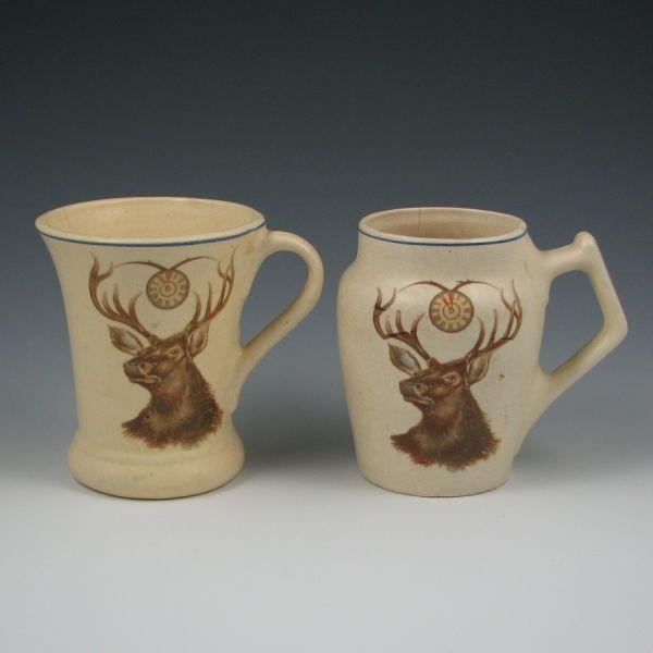 Two Roseville Creamware Elks mugs.