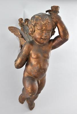 A Large Carved Wood Gilt Putto b5868