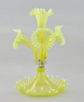 A Vaseline Glass Epergne Clear