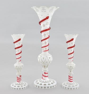 A Set of Three Bohemian Glass Vases