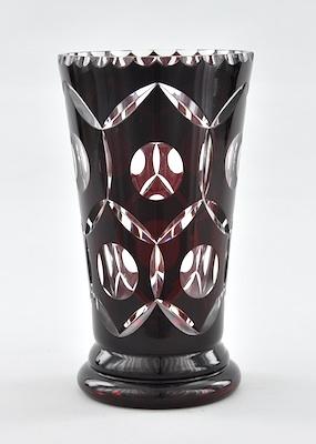 A Dark Ruby Bohemian Glass Vase b58ba