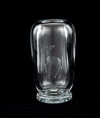 A Louis Kuhne Etched Crystal Vase