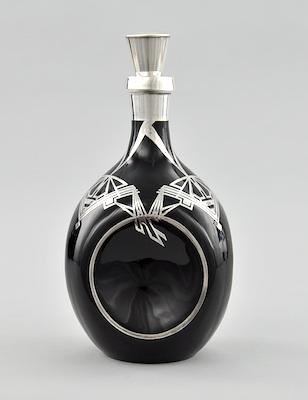 A Striking Black Glass Decanter with