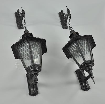 A Pair of Monumental Lanterns Patinated b58df