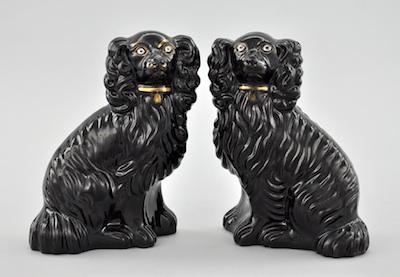 A Pair of Staffordshire Black Glazed