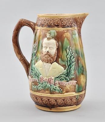 A Majolica James A Garfield Pitcher b5916