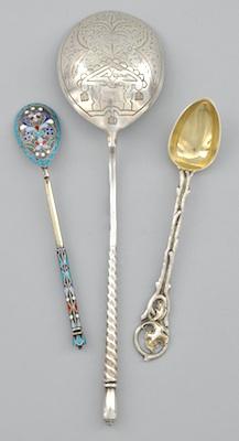 A Group of Three Russian Silver Spoons