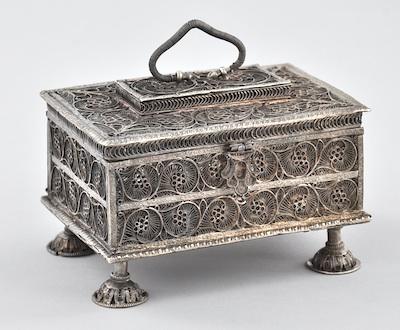 A Silver Filagree Trinket Box The