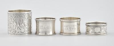 Four Sterling Silver Napkin Rings A