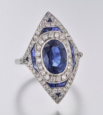 A Deco Style Platinum and Sapphire