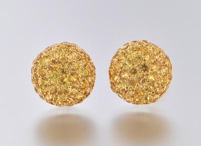 A Pair of Yellow Sapphire & 18k