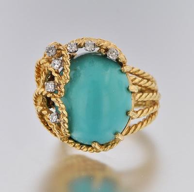 A Ladies Turquoise Diamond Ring b5a06