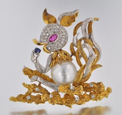 A Charming 18k Gold Pearl Diamond  b5a08