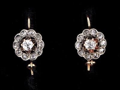 A Pair of Diamond Cluster Earrings