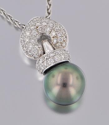 A Tahitian Pearl and Diamond Necklace b5a1e