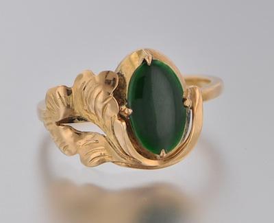 A Ladies' Jadeite Ring in 18k Gold