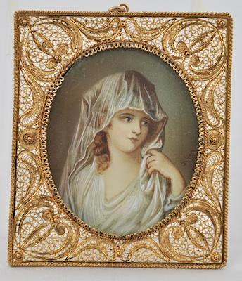 A Signed Miniature of a Woman in