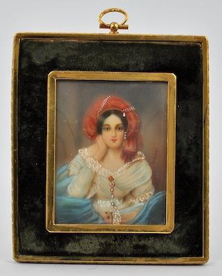 Signed Miniature of a Woman with b579a