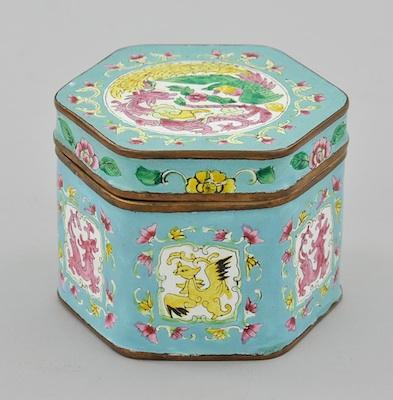 A Chinese Enameled Hexagonal Box With