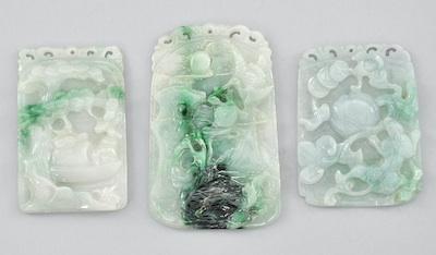 A Group of Three Carved Jadeite