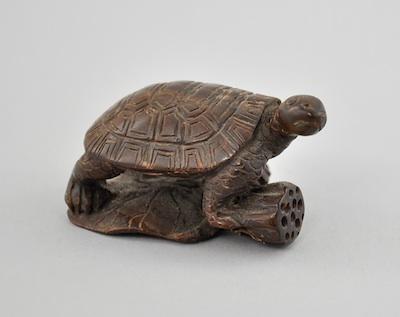 Tortoise Shizui Wood Netsuke Depicting