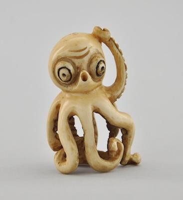 Octopus Ivory Netsuke A carved