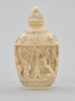 A Carved Ivory Snuff Bottle Of tapered
