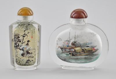 Two Chinese Reverse Painted Glass