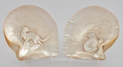 Two Hand Carved Shells Measuring approx.