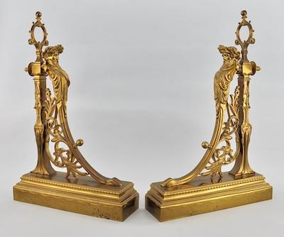 A Pair of Gilt Brass Figural Andirons b5cc3