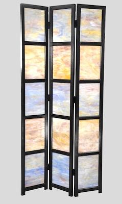 A Three Panel Glass Floor Screen b5d0c
