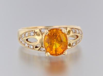 A Ladies' Yellow Sapphire and Diamond