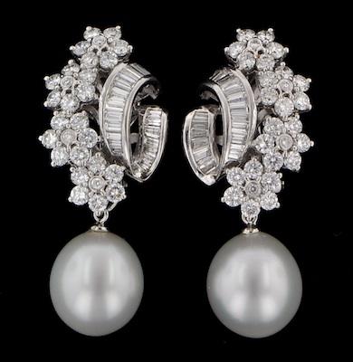 A Pair of South Sea Pearl and Diamond b5a4f