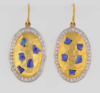 A Pair of 18k Gold Sapphire and b5a59