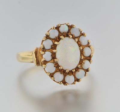 A Ladies White Opal Cluster Ring b5a81