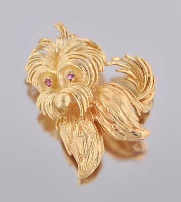 A Charming Dog Pin 14k yellow gold b5a93