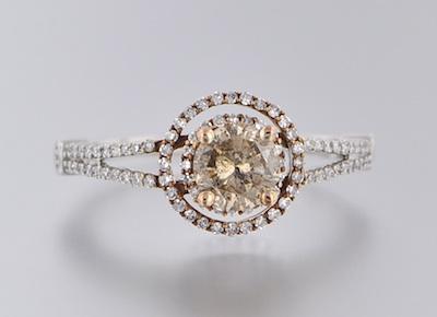 A Gold and Diamond Ring 14k white