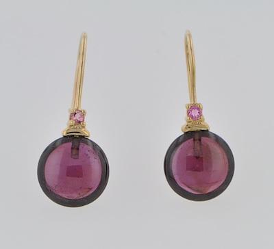 A Pair of Garnet Earrings 14k yellow