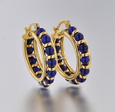 A Pair of Lapis and 18k Gold Earrings b5ae1