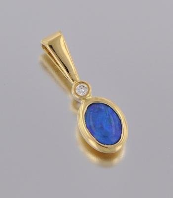 A Black Opal and Diamond Pendant b5ae5