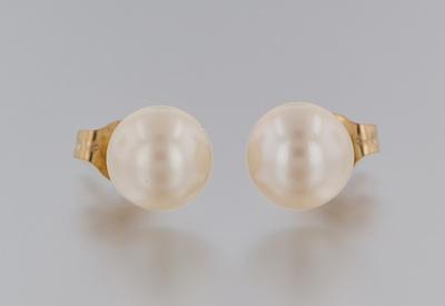 A Pair of Pearl Earrings 14k yellow b5b02