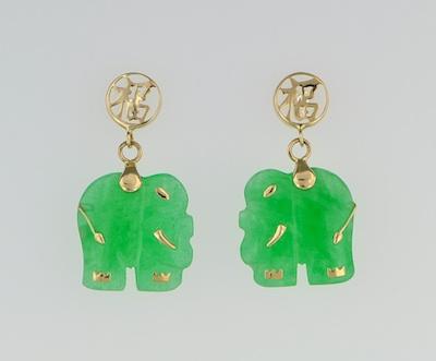 A Pair of Jadeite Elephant Earrings