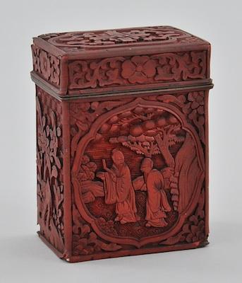 A Chinese Carved Cinnabar Box with b5bc3