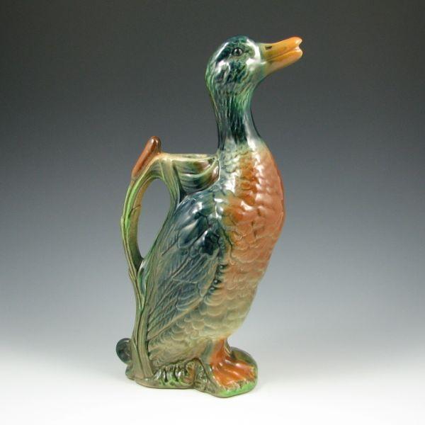 St. Clement French Majolica duck decanter.