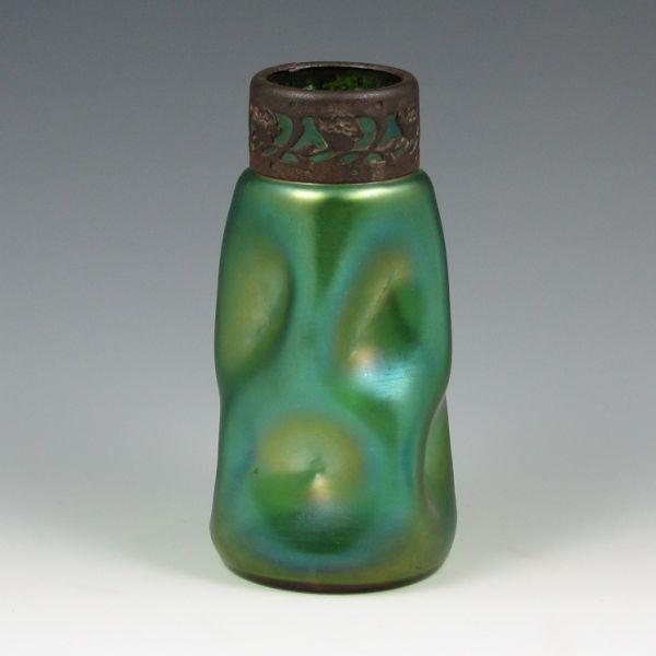 Loetz iridescent green glass vase