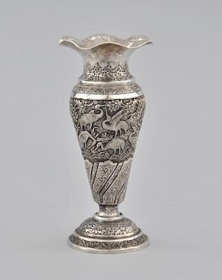 A Hand Chased Silver Metal Vase